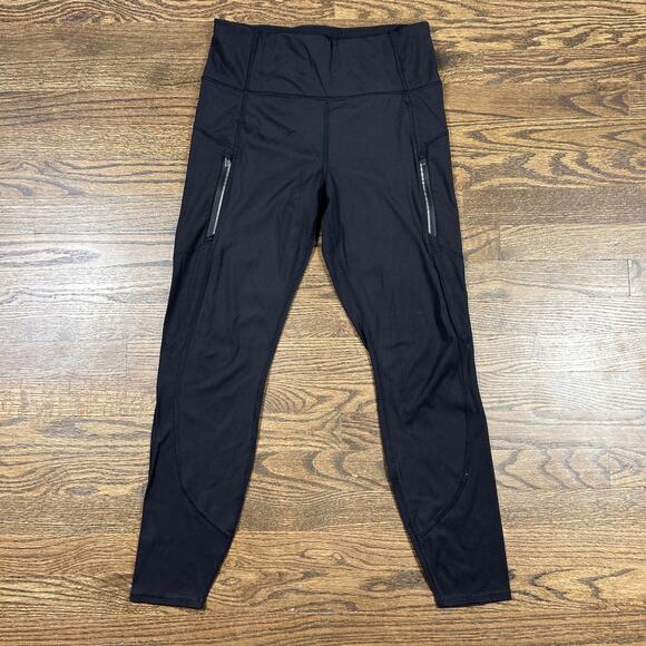 Athleta Rainier Tight Pants Womens Medium Black High Rise Leggings Pocket - Picture 1 of 12